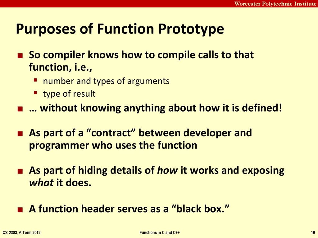 Functions in C and C++ CS-2303 System Programming Concepts Hugh C ...