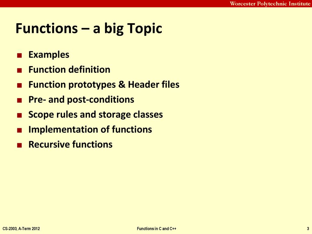 Functions in C and C++ CS-2303 System Programming Concepts Hugh C ...
