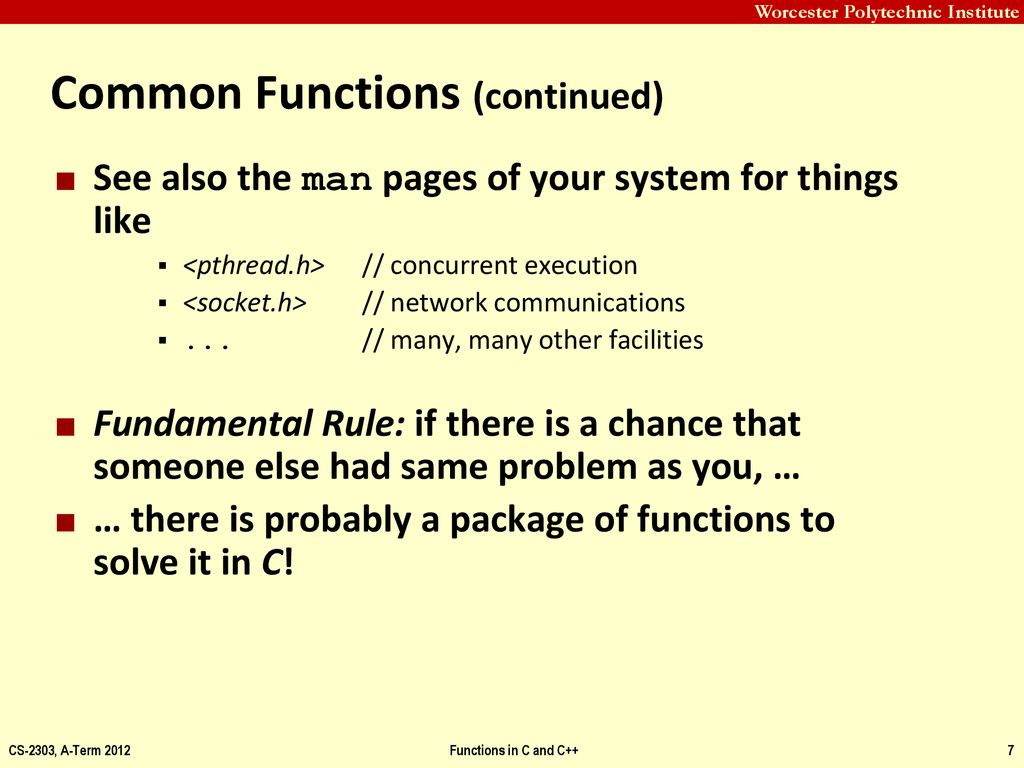 Functions in C and C++ CS-2303 System Programming Concepts Hugh C ...