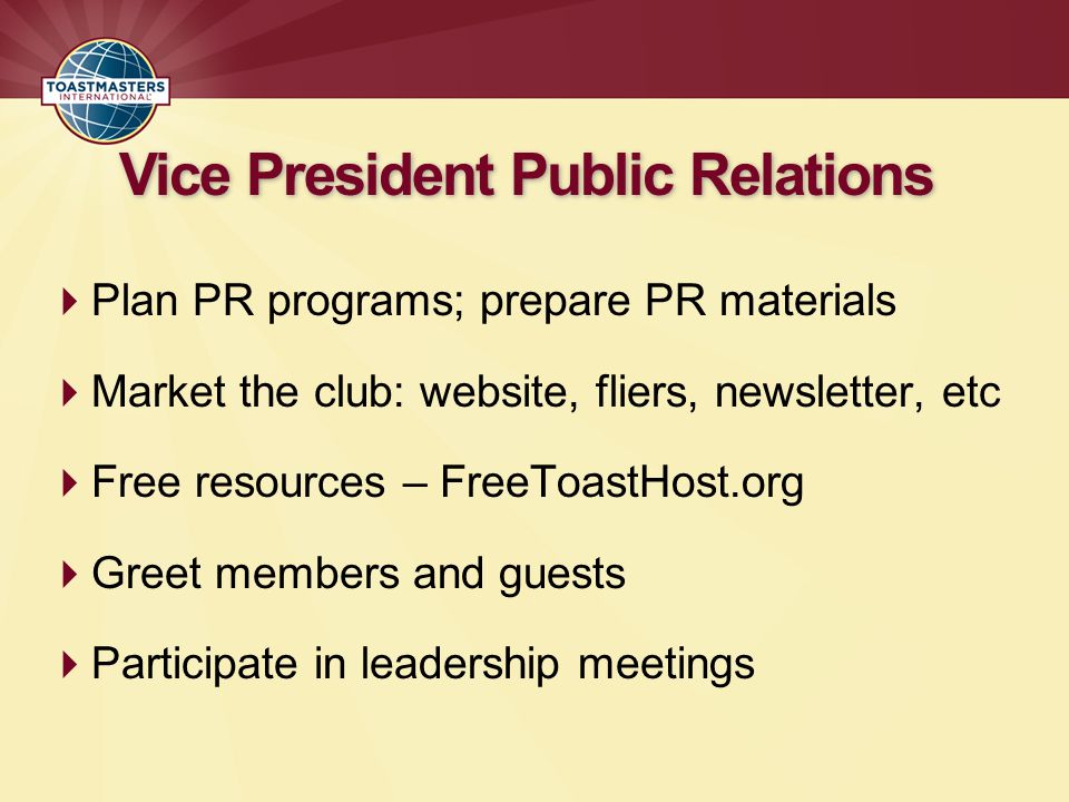 Vice President Public Relations