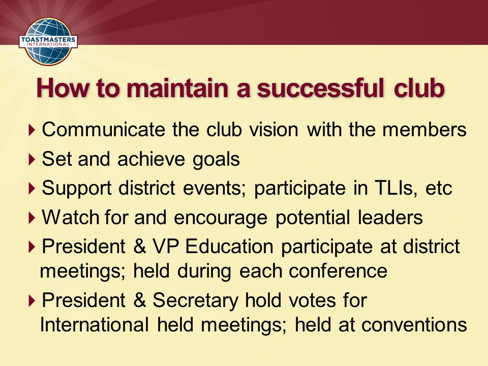 How to maintain a successful club
