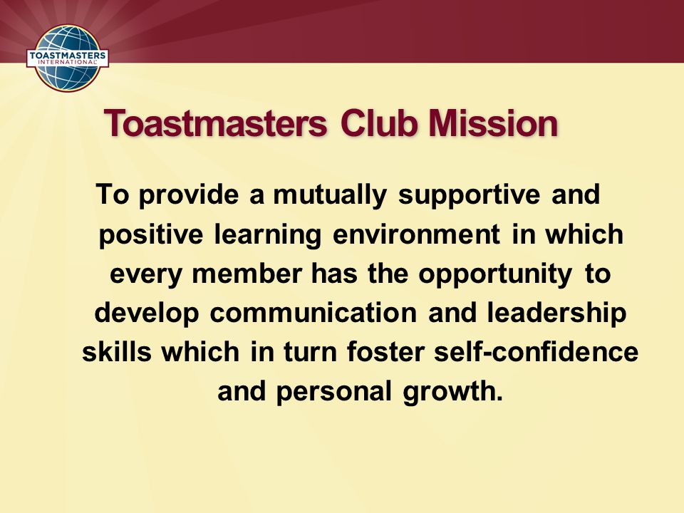 Toastmasters Club Mission