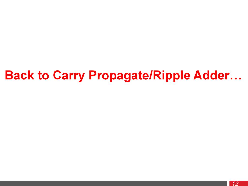 Back to Carry Propagate/Ripple Adder…