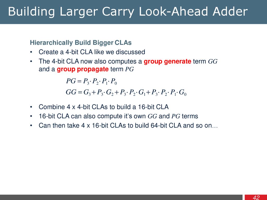 Building Larger Carry Look-Ahead Adder