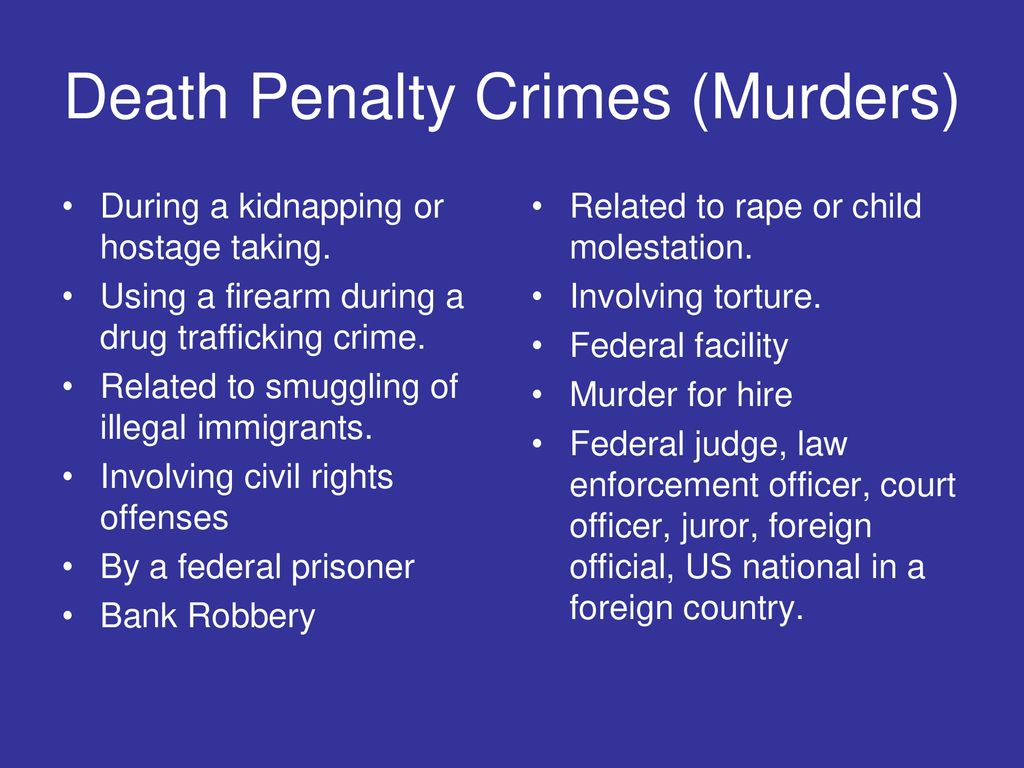Death Penalty Crimes (Murders)