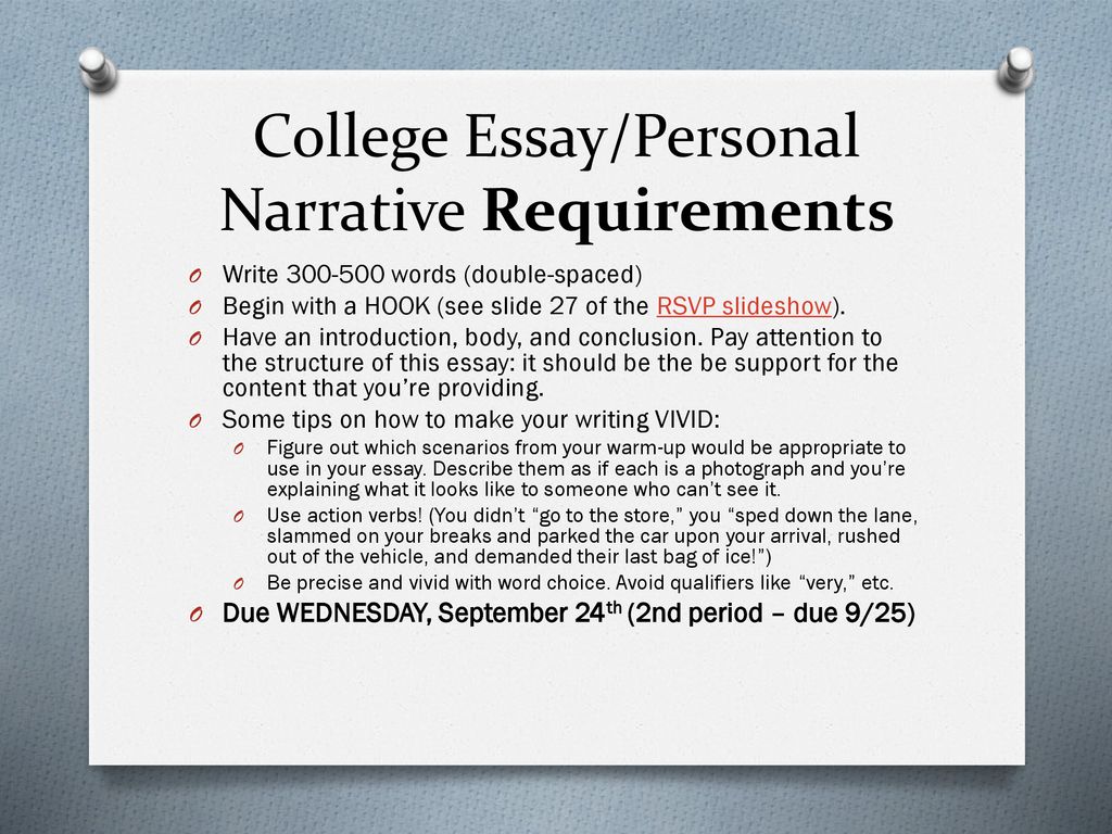 how to write a personal narrative essay for college