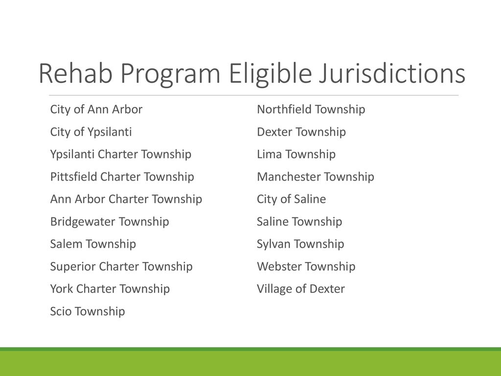 Rehab Program Eligible Jurisdictions