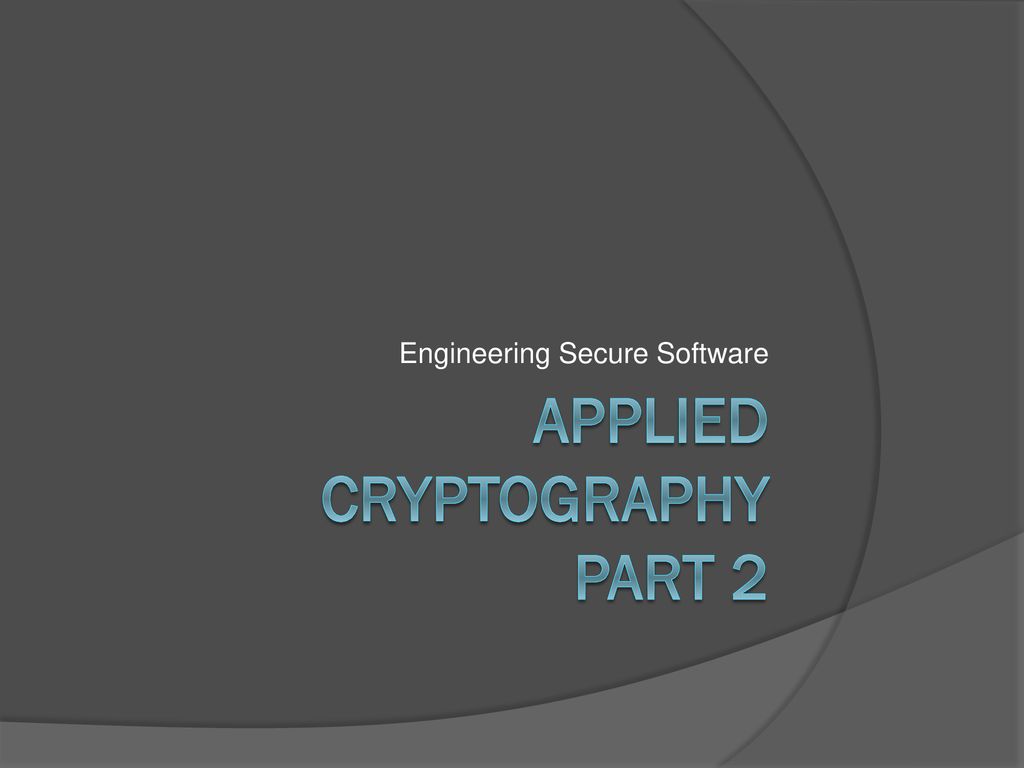 Applied cryptography part 2 ppt download