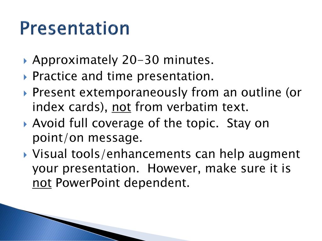 Presentation Approximately minutes.