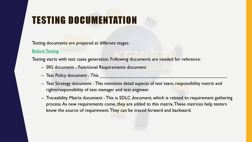 testing documentation