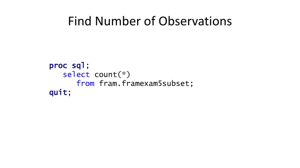 Framingham exam 5 subset ppt download