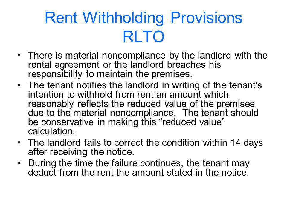 Rent Withholding Provisions RLTO