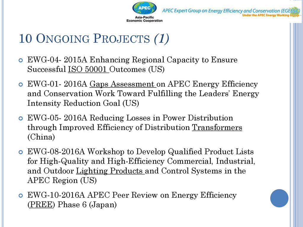 Report of APEC EGEE&C for APEC EWG ppt download