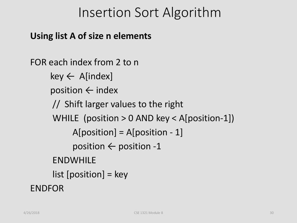 Insertion Sort Algorithm