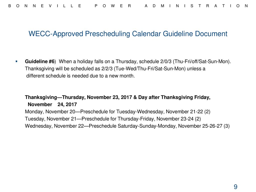 WECC PRESCHEDULE CALENDAR GUIDELINES ppt download