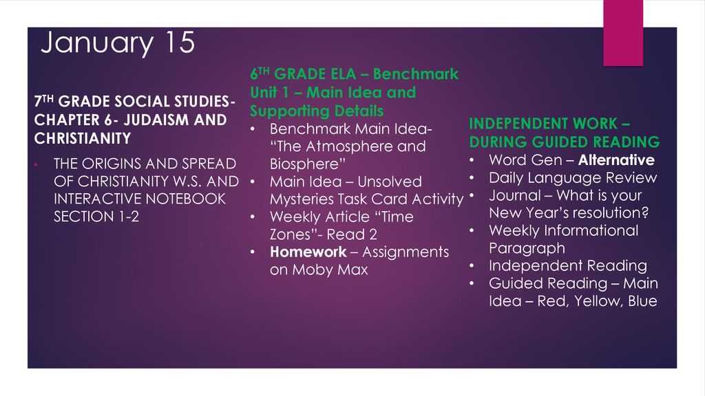 January 14 6TH GRADE ELA Benchmark Unit 1 Main Idea And Supporting january-14-6th-grade-ela-benchmark-unit-1-main-idea-and-supporting