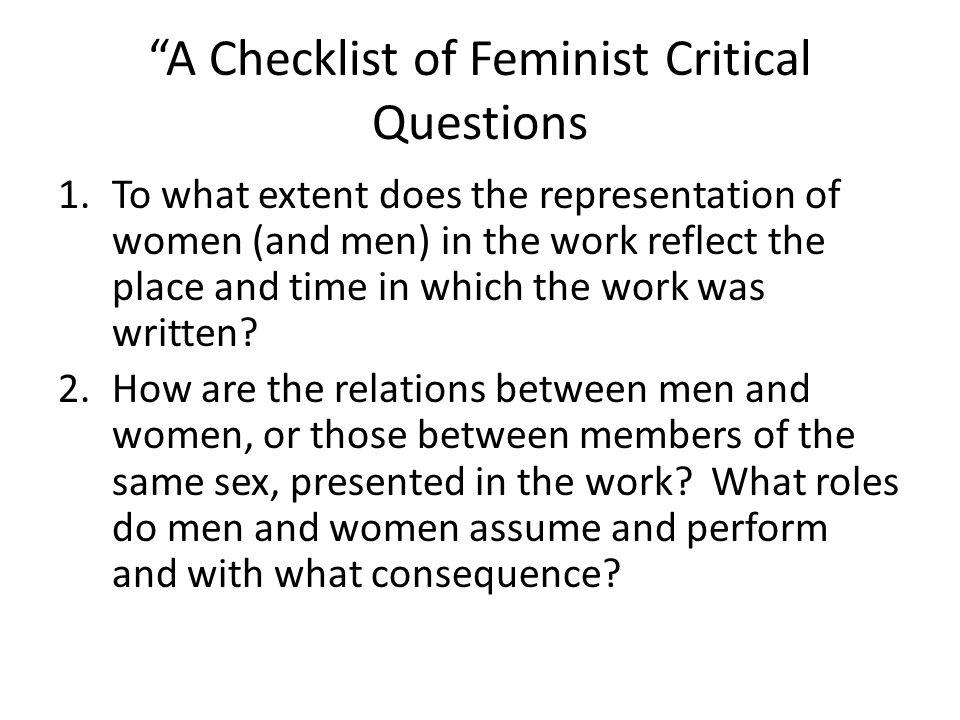 A Checklist of Feminist Critical Questions