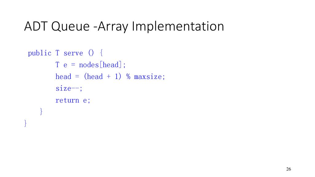 ADT Queue (Array Implementation) - ppt download