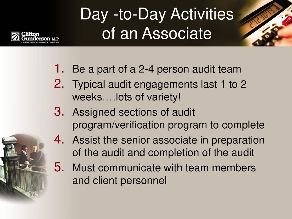 Day -to-Day Activities of an Associate