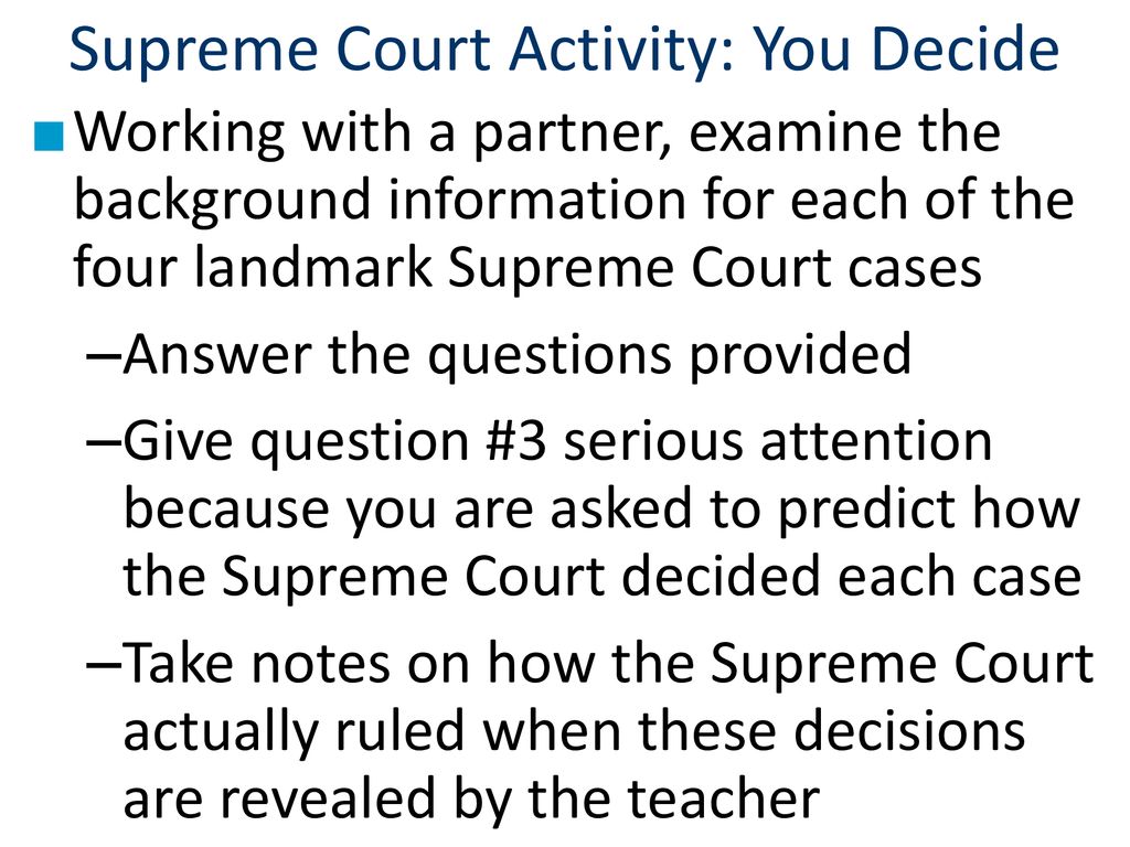 Essential Question: How did the decisions of the Supreme Court impact