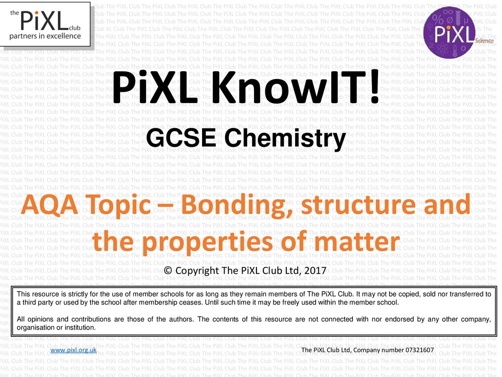 AQA Topic – Bonding, structure and the properties of matter