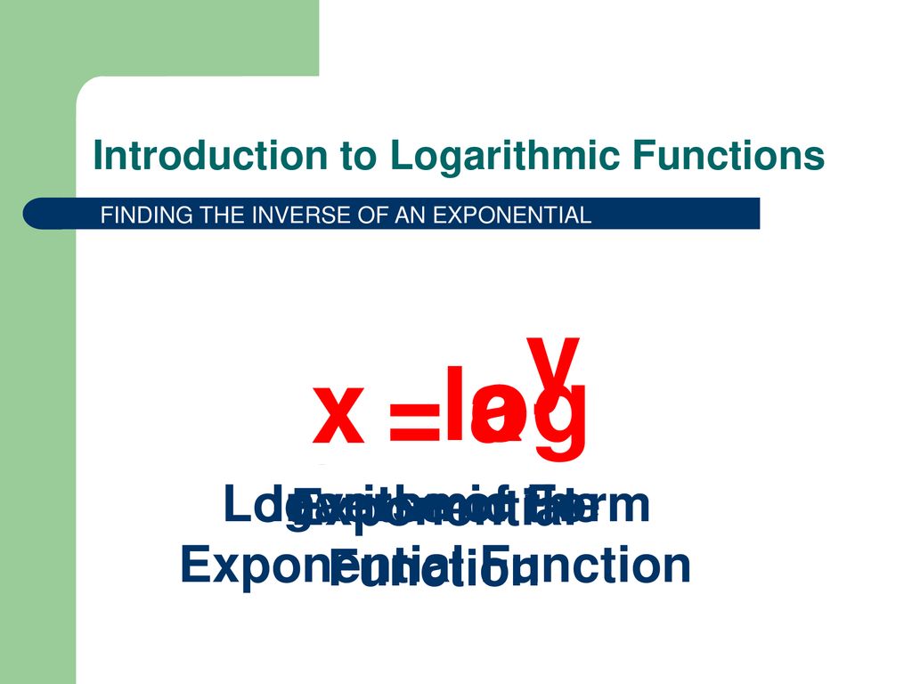 Introduction to logarithmic functions ppt download