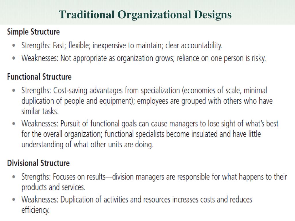 Traditional Organizational Designs