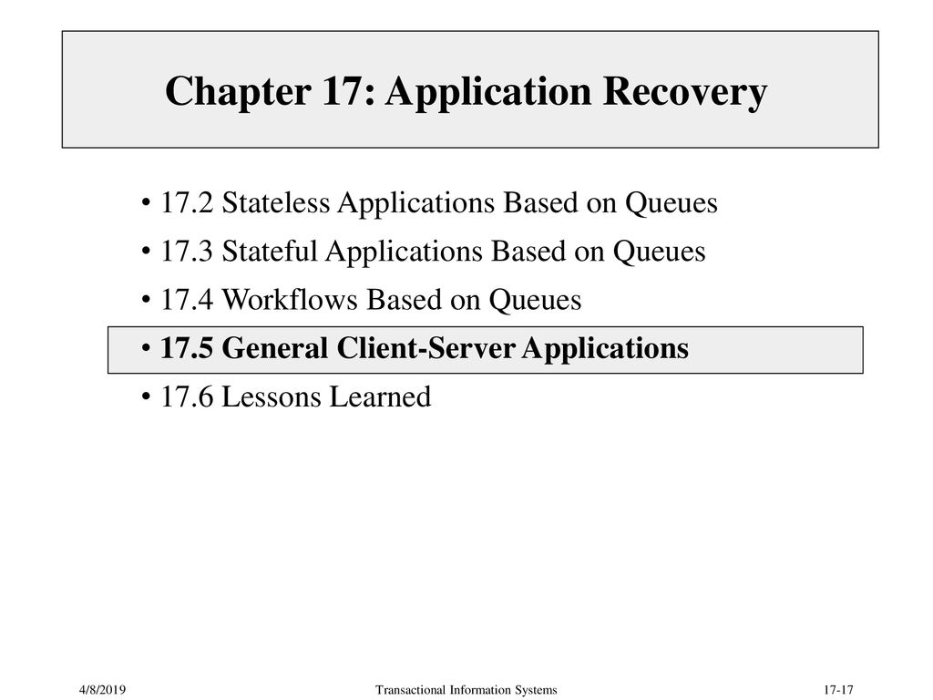 Chapter 17: Application Recovery