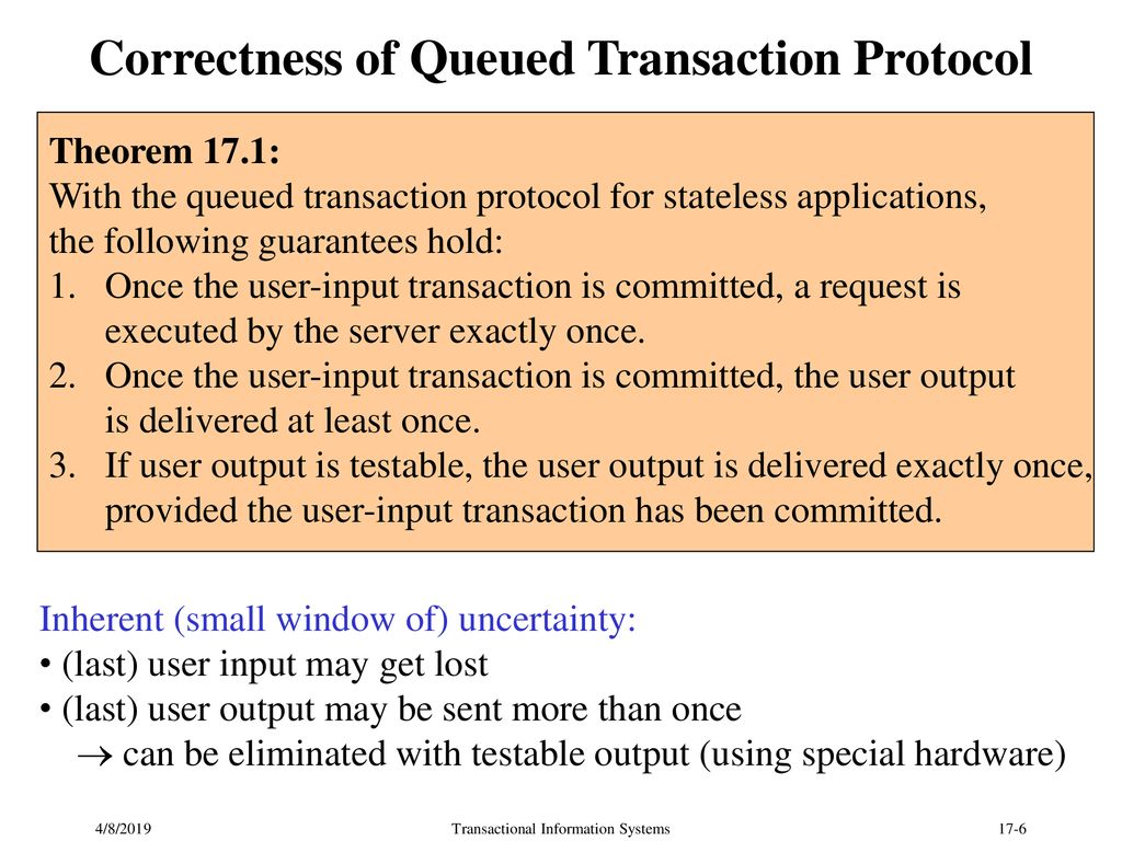 Correctness of Queued Transaction Protocol