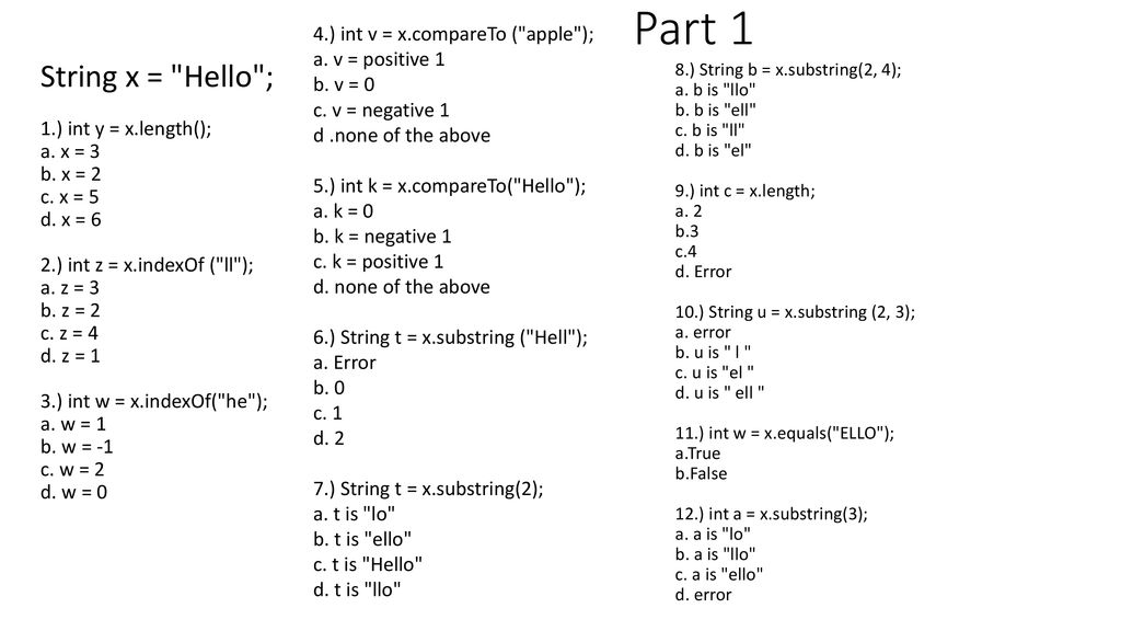 Ap Java String Review Learning Objectives Ppt Download