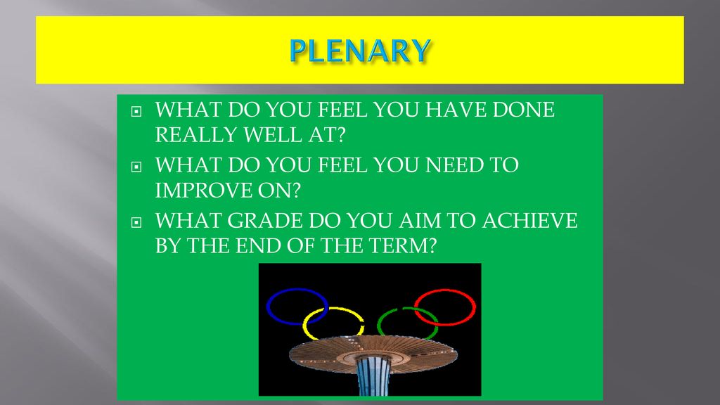 PLENARY WHAT DO YOU FEEL YOU HAVE DONE REALLY WELL AT