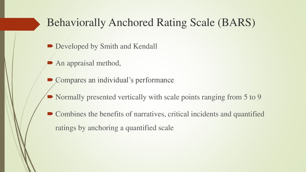 Behaviorally anchored rating scales bars ppt download
