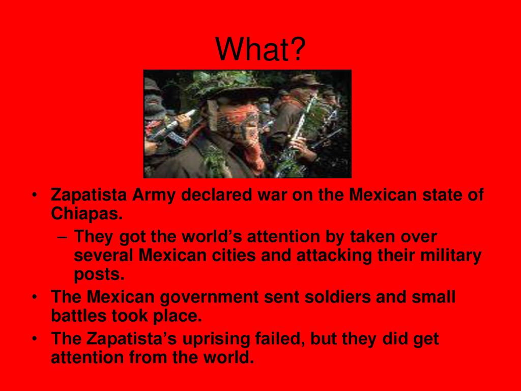 What Zapatista Army declared war on the Mexican state of Chiapas.