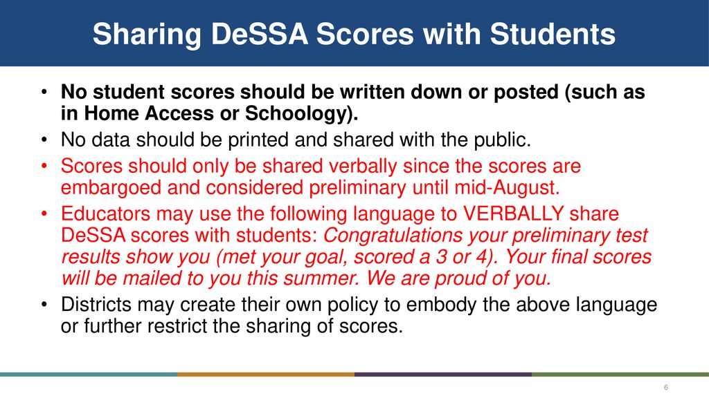 Sharing DeSSA Scores with Students