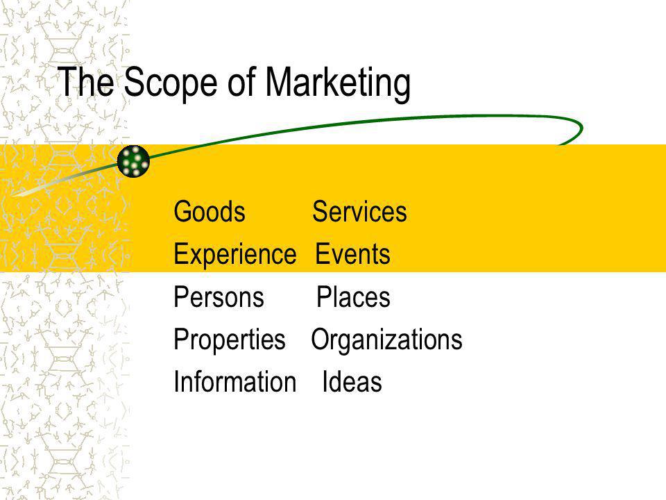 The Scope of Marketing Goods Services Experience Events Persons Places