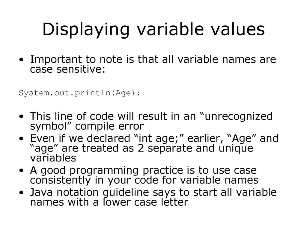 Java Programming First Program and Variables - ppt download