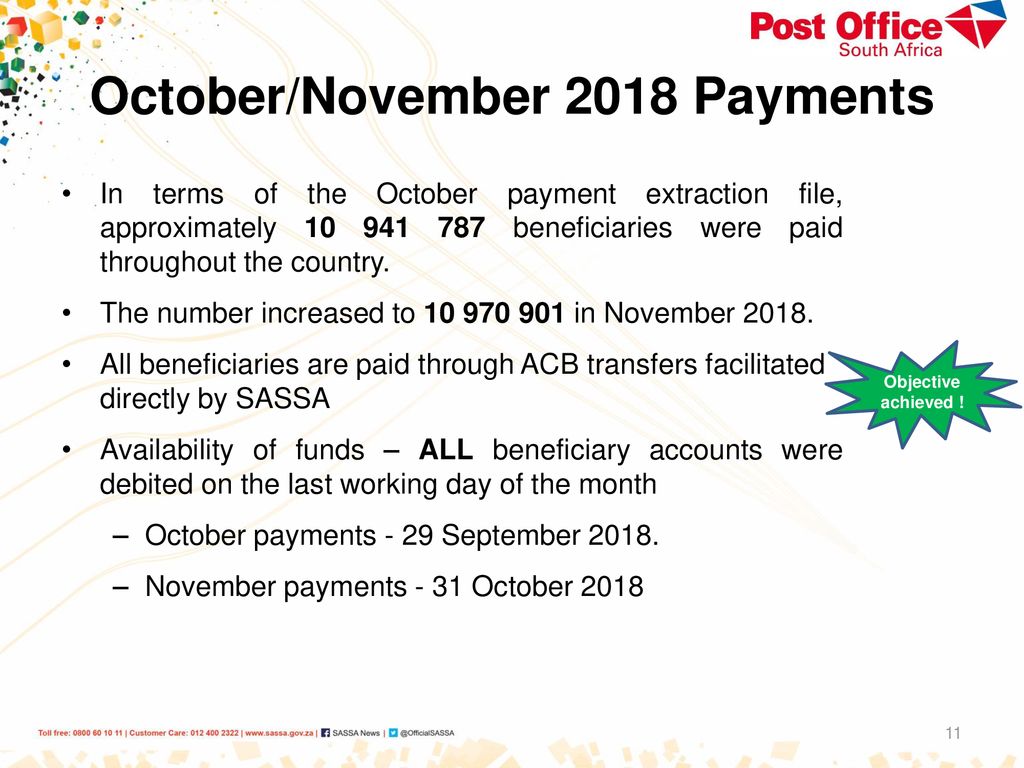 October/November 2018 Payments