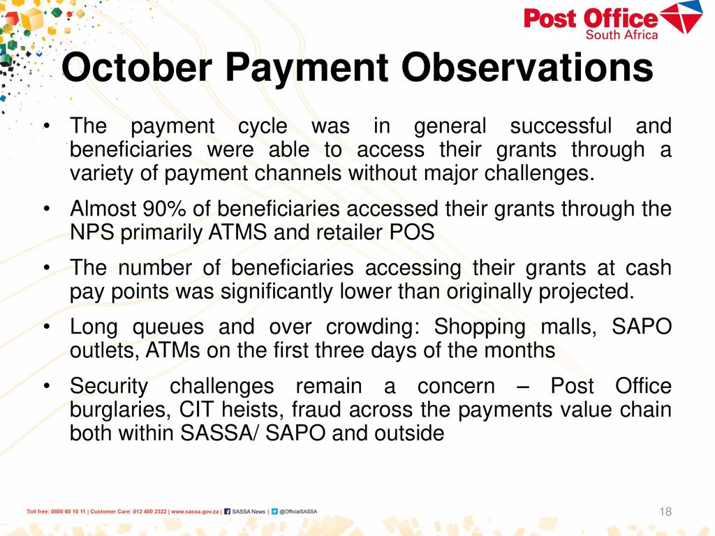 October Payment Observations