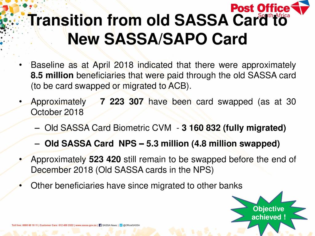 Transition from old SASSA Card to New SASSA/SAPO Card