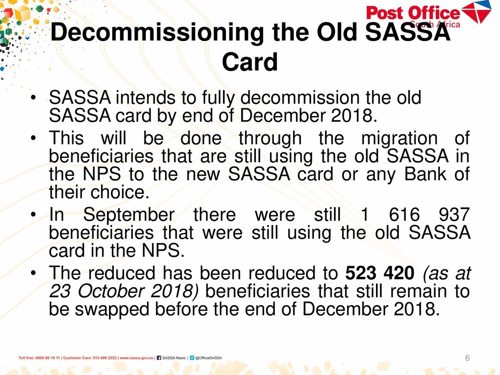 Decommissioning the Old SASSA Card