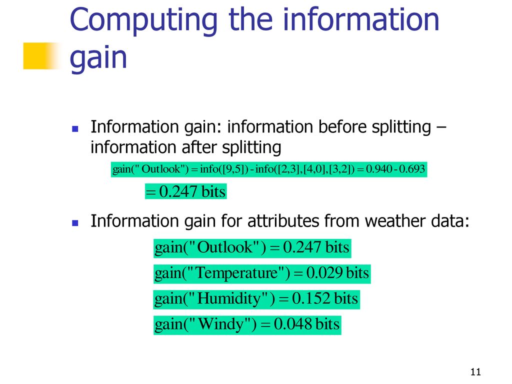 Computing the information gain