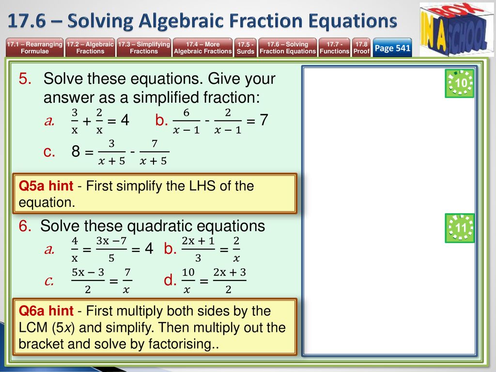 Unit 17 More Algebra Mathematics 9 1 Igcse Year Ppt Download
