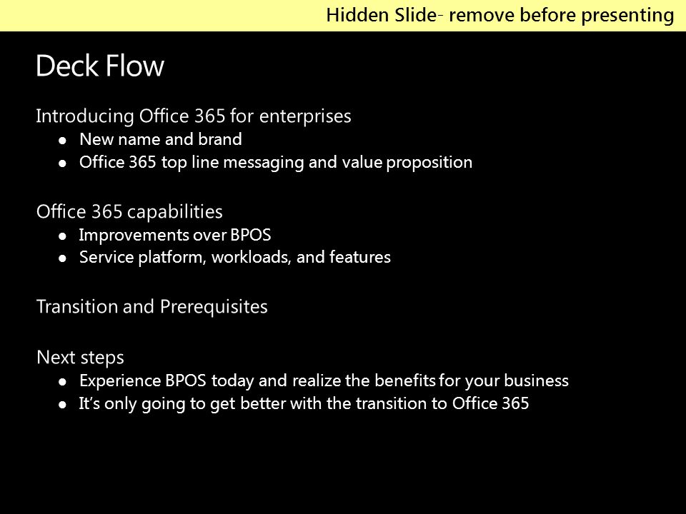 Deck Flow Hidden Slide- remove before presenting