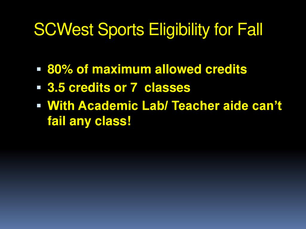 SCWest Sports Eligibility for Fall
