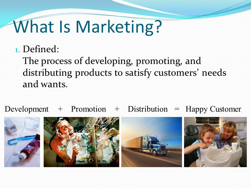 What Is Marketing Defined: The process of developing, promoting, and distributing products to satisfy customers’ needs and wants.