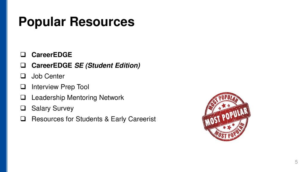 Popular Resources CareerEDGE CareerEDGE SE (Student Edition)