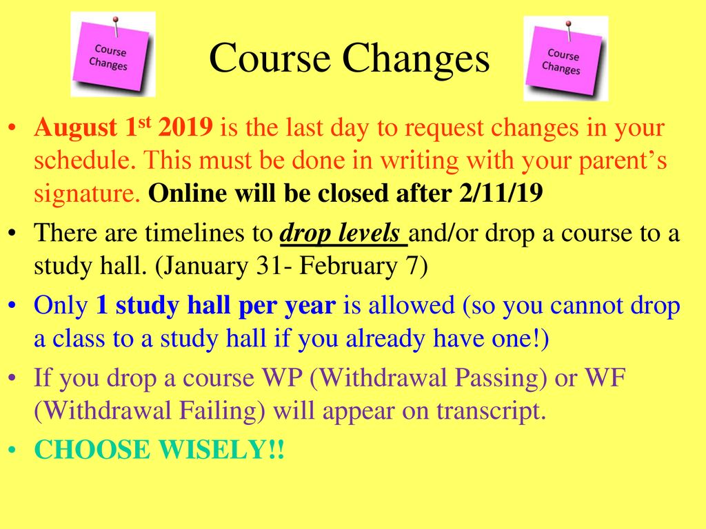 Course Changes
