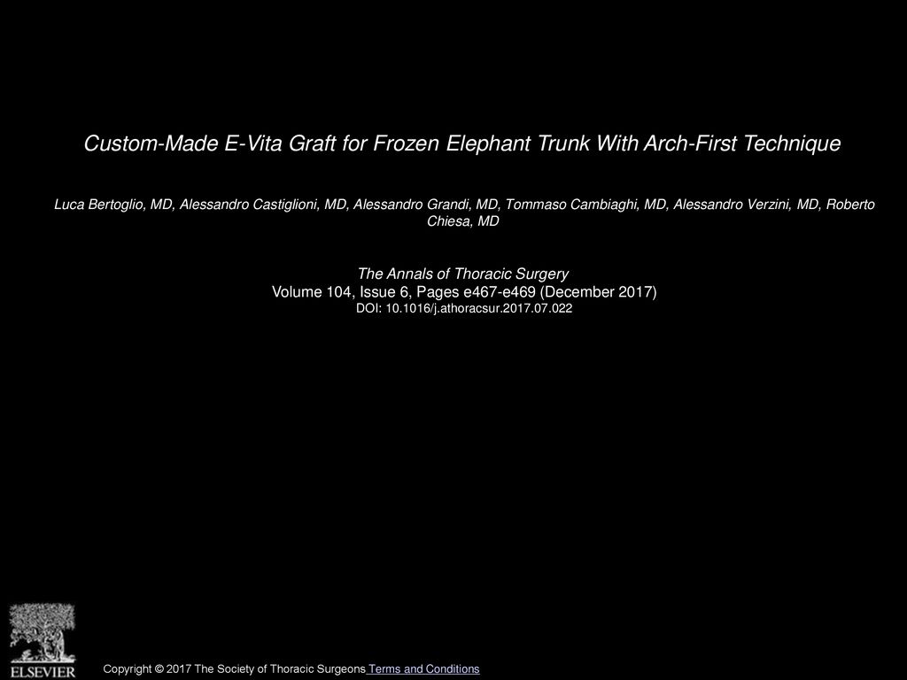 Custom-Made E-Vita Graft for Frozen Elephant Trunk With Arch-First Technique