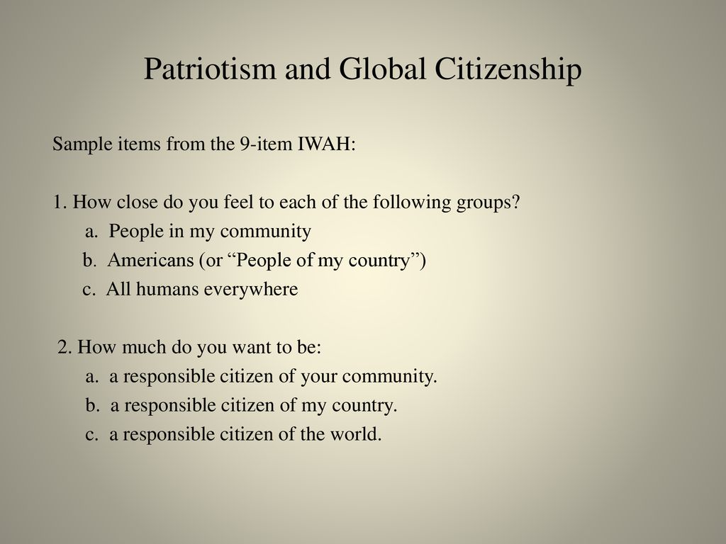 Profiles of Patriotism and Global Citizenship - ppt download