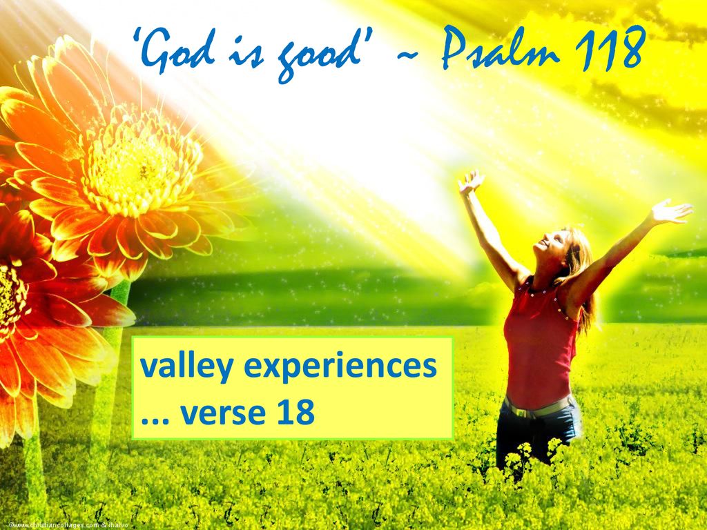 ‘God is good’ ~ Psalm 118 valley experiences ... verse 18